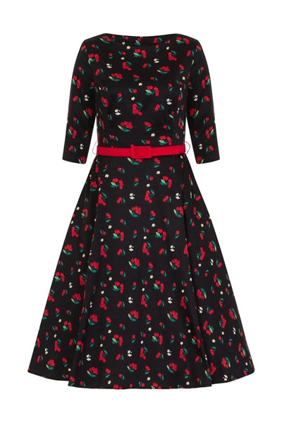Suzanne Cherries & Blossom Flared Dress