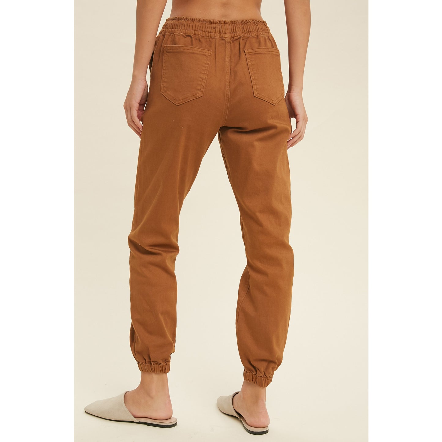 Drawstring Denim Joggers With Pockets