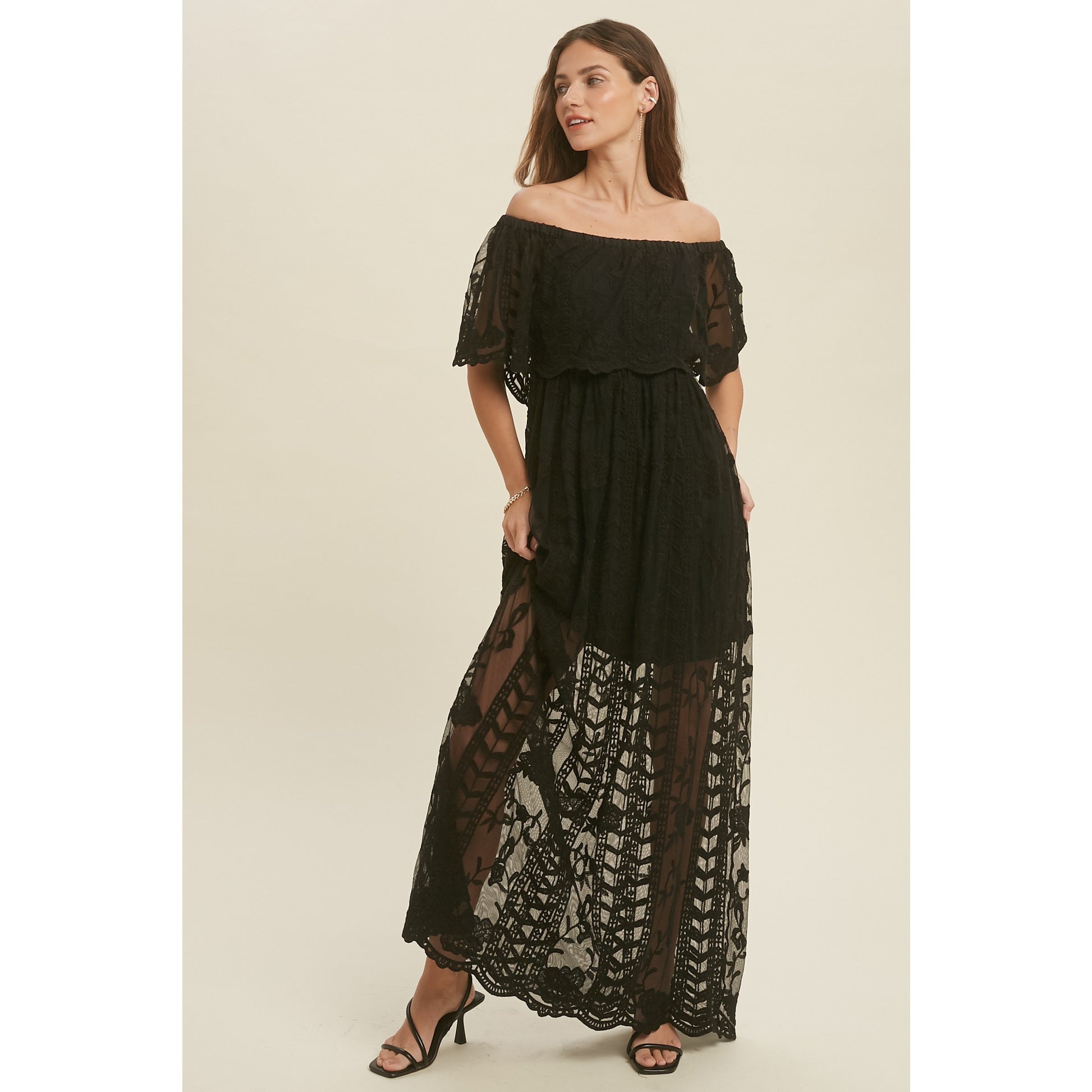 Lace Overlay Lined Maxi Dress – It\'s A Secret Closet